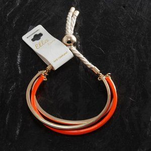 Ladies Bracelet Ella Euro Gold Plated Metal With Orange Painted Metal Jewelry